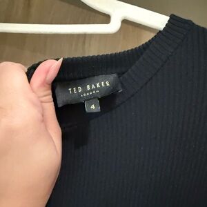 Ted Baker Black Ribbed Midi Dress